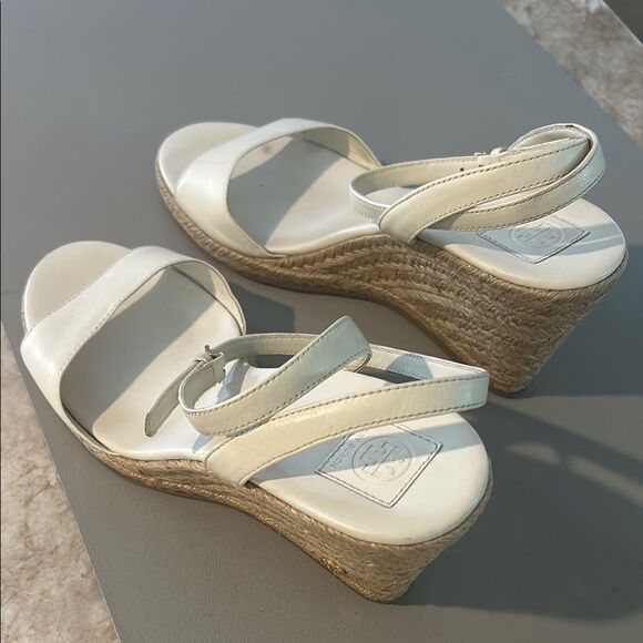 Tory Burch Ivory Wedge Sandals 8.5 - Picture 8 of 8